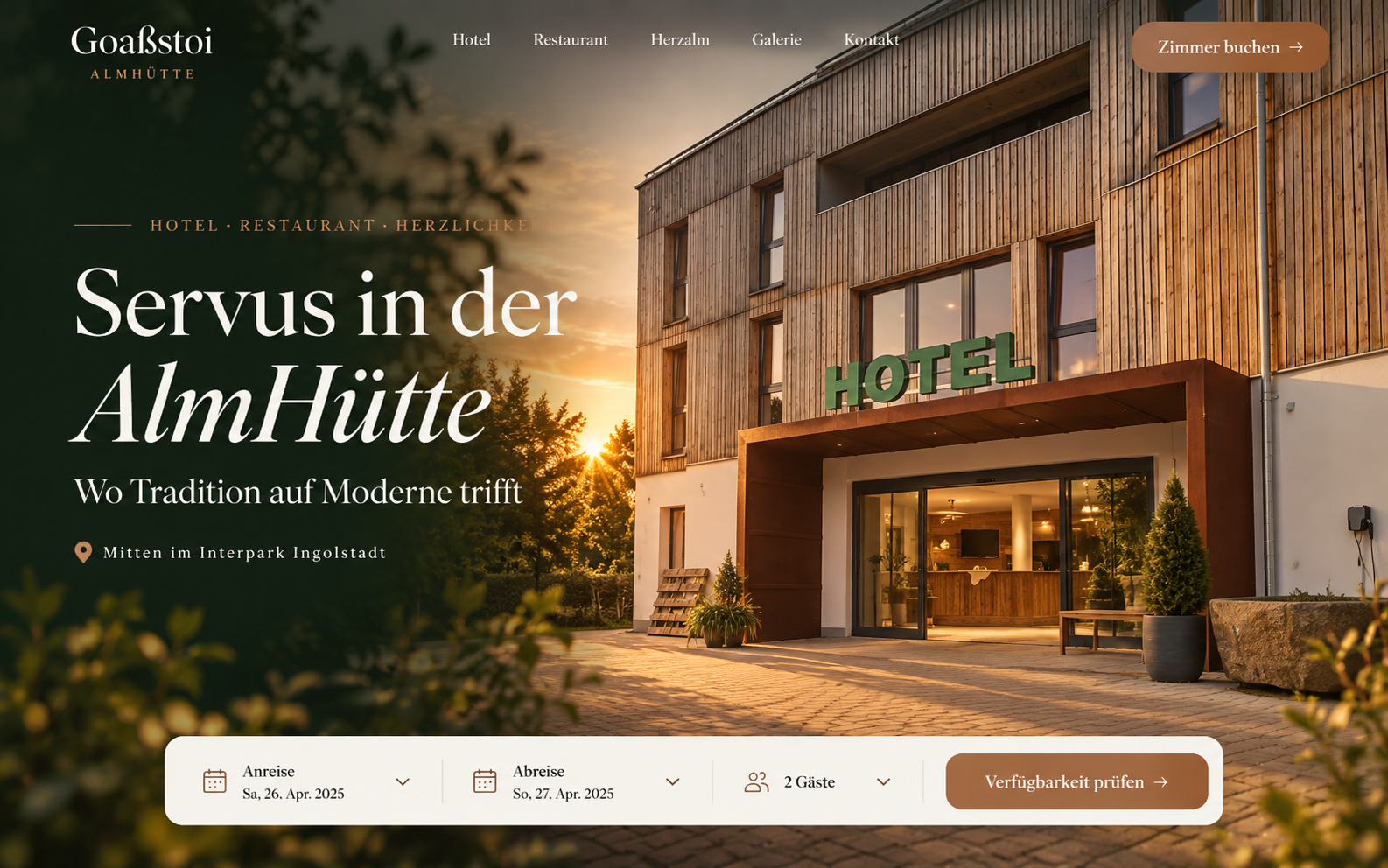 Projektansicht Goaßstoi Almhütte